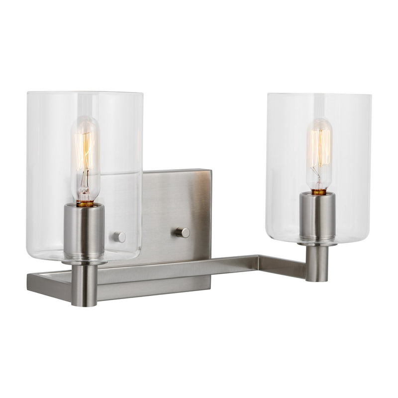 Visual Comfort Studio 4464202-962 Two Light Bath Vanity, Brushed Nickel
