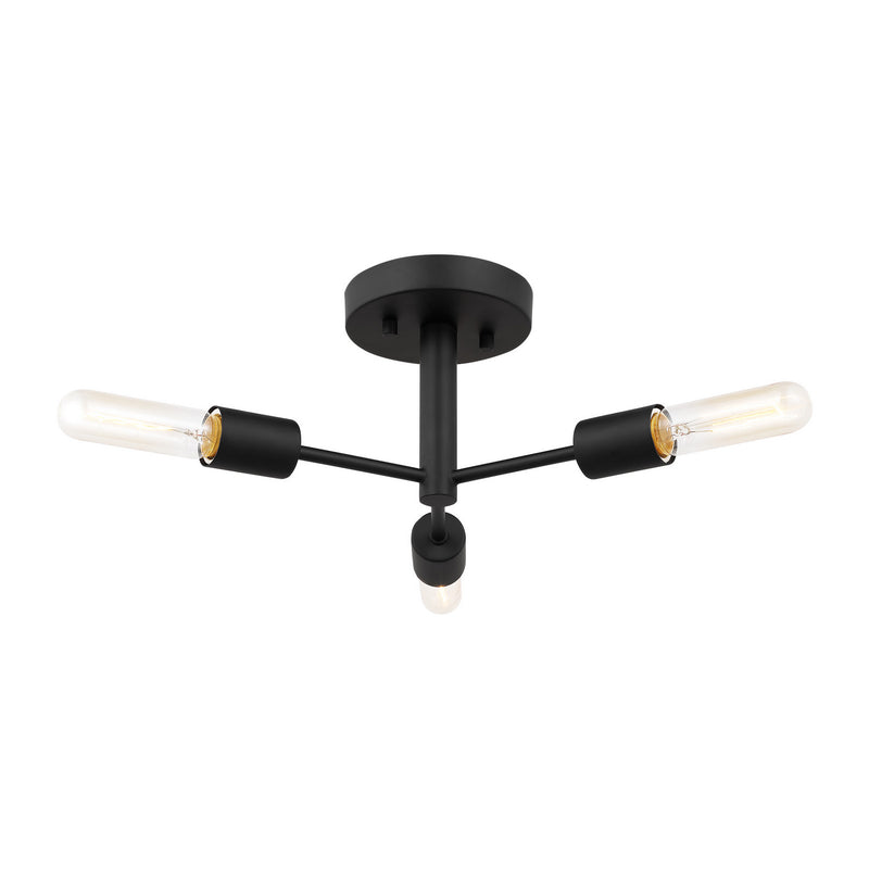 Visual Comfort Studio 7700503-112 Three Light Semi-Flush Mount, Midnight Black
