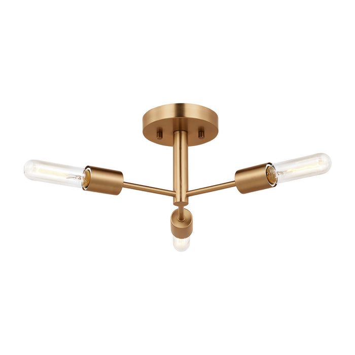 Visual Comfort Studio 7700503-848 Three Light Semi-Flush Mount, Satin Brass