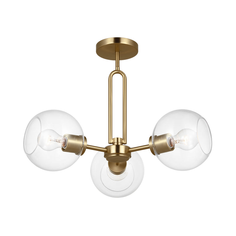 Visual Comfort Studio 7755703-848 Three Light Semi-Flush Mount, Satin Brass