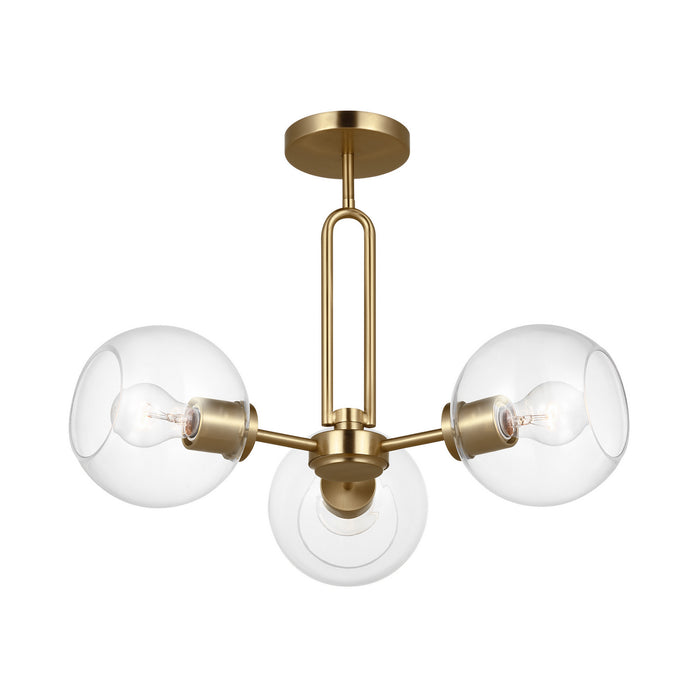 Visual Comfort Studio 7755703-848 Three Light Semi-Flush Mount, Satin Brass