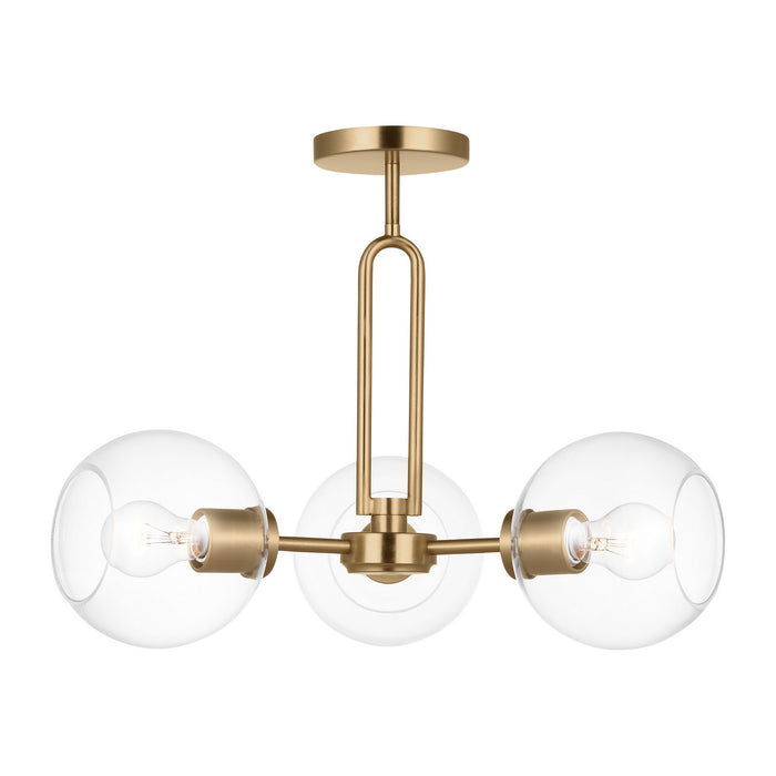 Visual Comfort Studio 7755703-848 Three Light Semi-Flush Mount, Satin Brass
