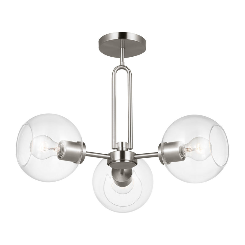 Visual Comfort Studio 7755703-962 Three Light Semi-Flush Mount, Brushed Nickel