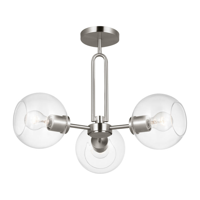 Visual Comfort Studio 7755703-962 Three Light Semi-Flush Mount, Brushed Nickel