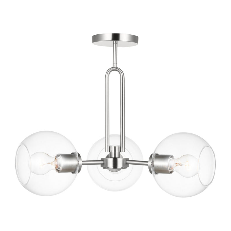 Visual Comfort Studio 7755703-962 Three Light Semi-Flush Mount, Brushed Nickel