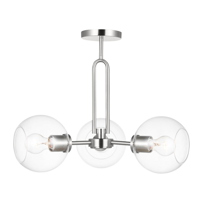 Visual Comfort Studio 7755703-962 Three Light Semi-Flush Mount, Brushed Nickel