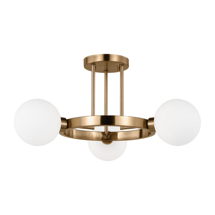 Visual Comfort Studio 7761603-848 Three Light Semi-Flush Mount, Satin Brass