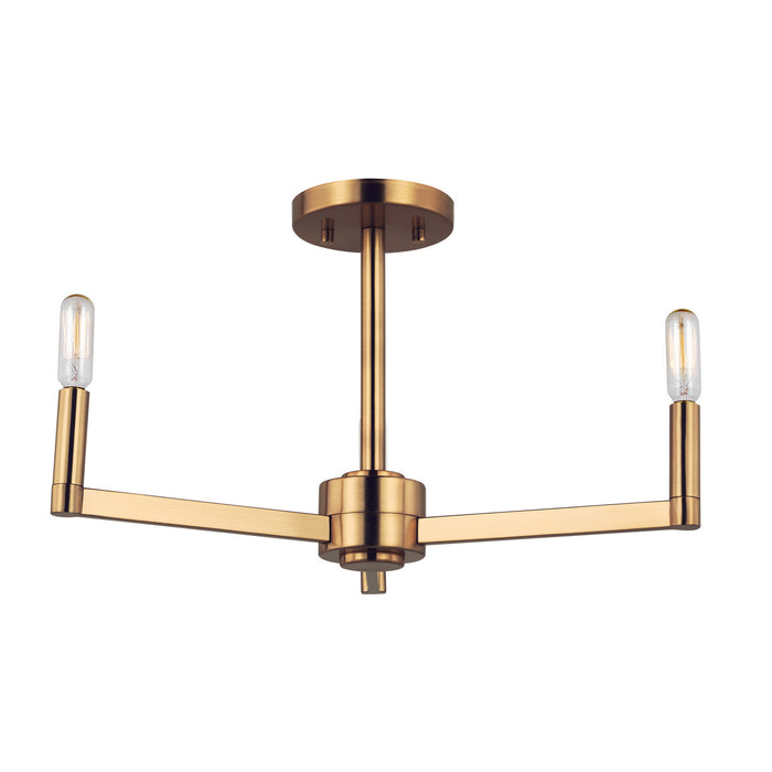 Visual Comfort Studio 7764203-848 Three Light Semi-Flush Mount, Satin Brass