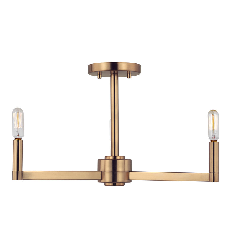 Visual Comfort Studio 7764203-848 Three Light Semi-Flush Mount, Satin Brass