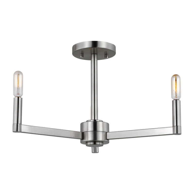 Visual Comfort Studio 7764203-962 Three Light Semi-Flush Mount, Brushed Nickel