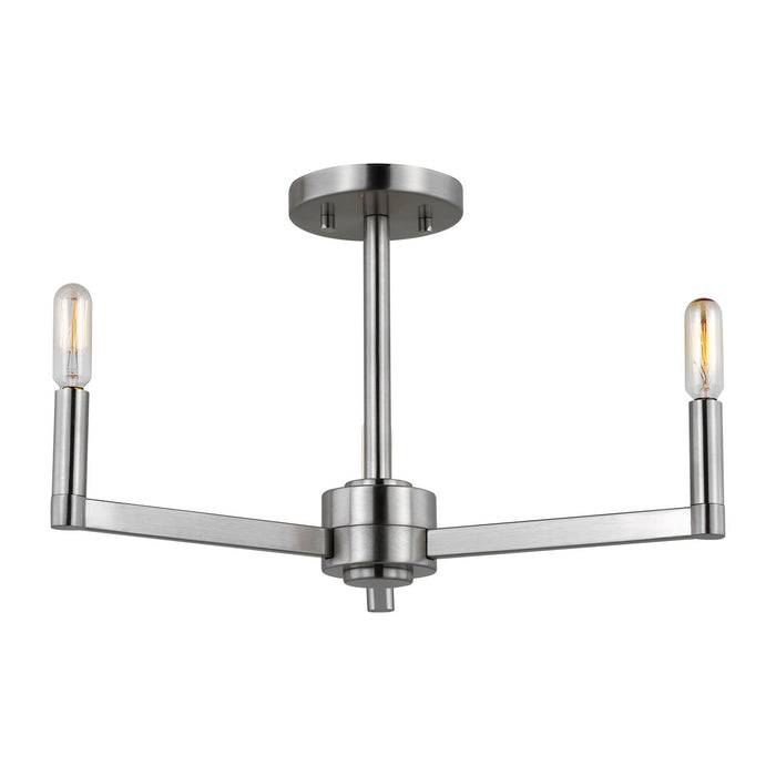 Visual Comfort Studio 7764203-962 Three Light Semi-Flush Mount, Brushed Nickel