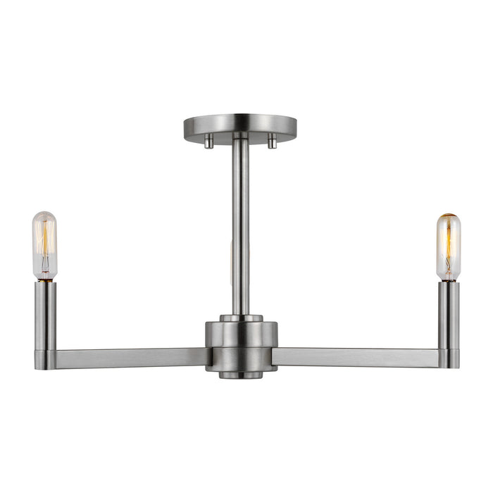 Visual Comfort Studio 7764203-962 Three Light Semi-Flush Mount, Brushed Nickel
