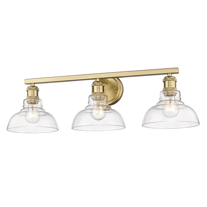 Golden 0305-BA3 BCB-CLR Three Light Bath Vanity, Brushed Champagne Bronze
