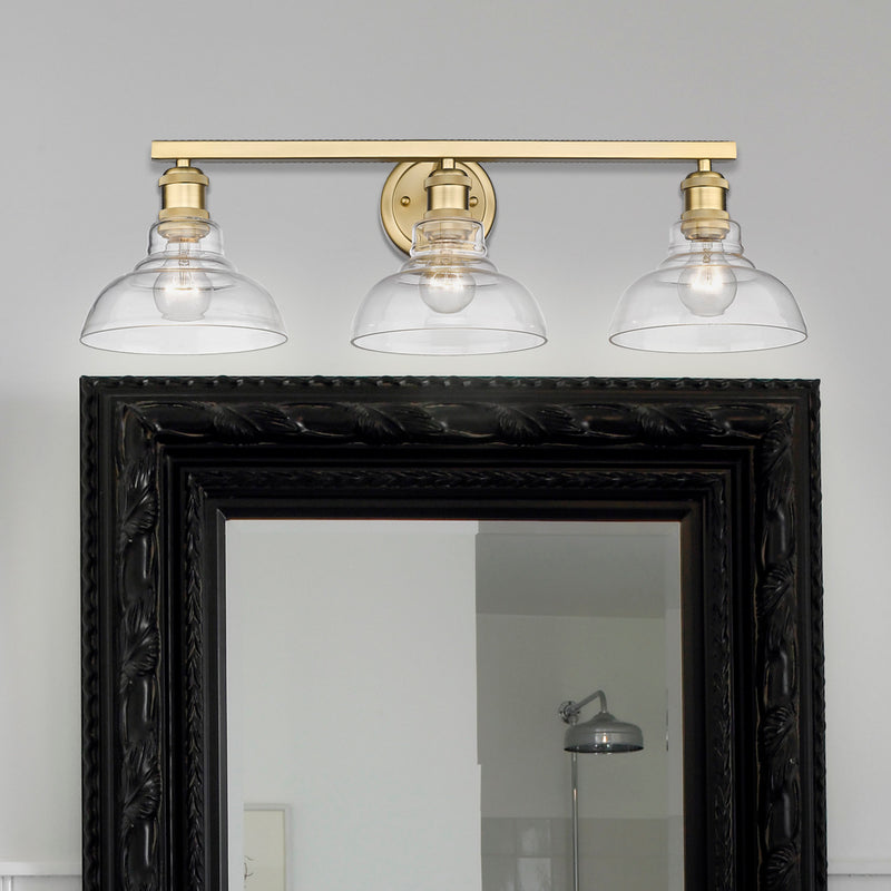 Golden 0305-BA3 BCB-CLR Three Light Bath Vanity, Brushed Champagne Bronze