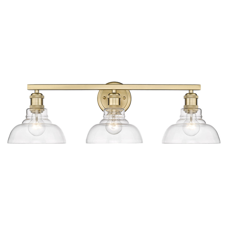 Golden 0305-BA3 BCB-CLR Three Light Bath Vanity, Brushed Champagne Bronze