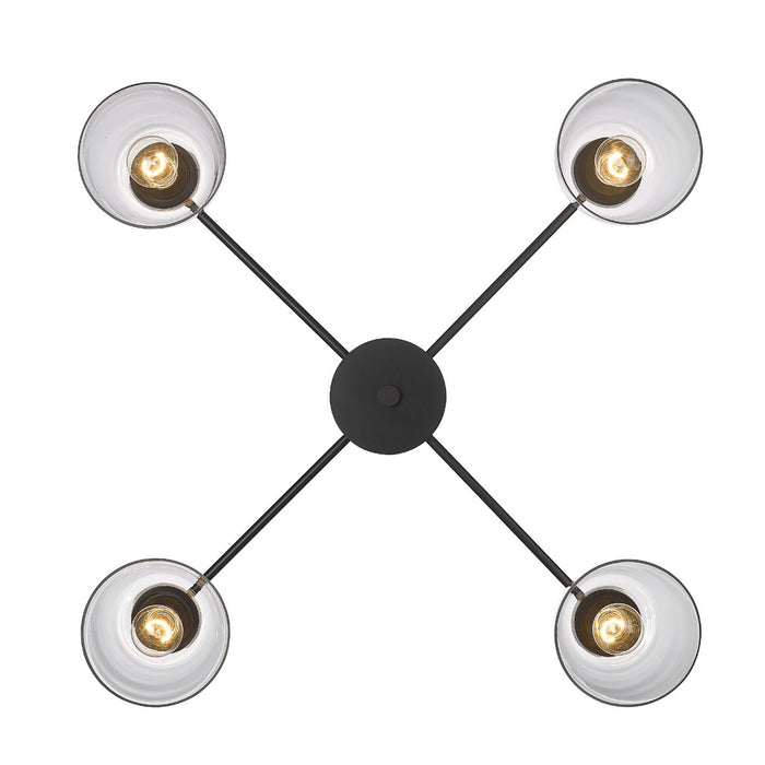 Golden 0314-4FM BLK-CLR Four Light Flush Mount, Matte Black