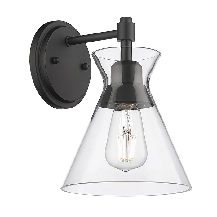 Golden 0511-1W BLK-CLR One Light Wall Sconce, Matte Black