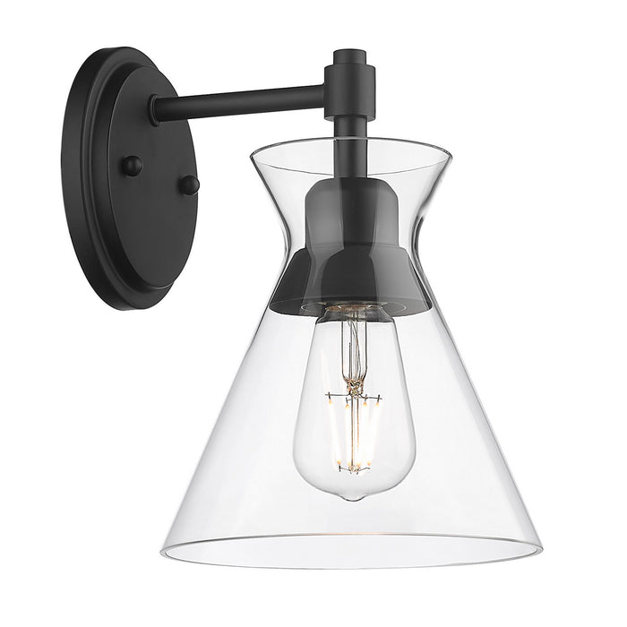 Golden 0511-1W BLK-CLR One Light Wall Sconce, Matte Black