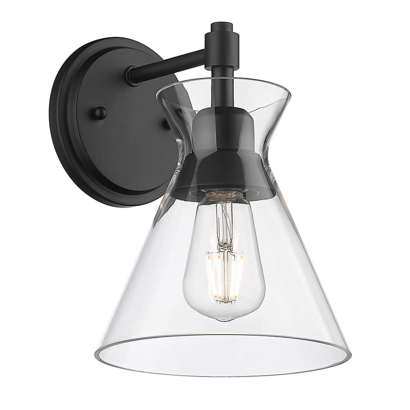 Golden 0511-1W BLK-CLR One Light Wall Sconce, Matte Black