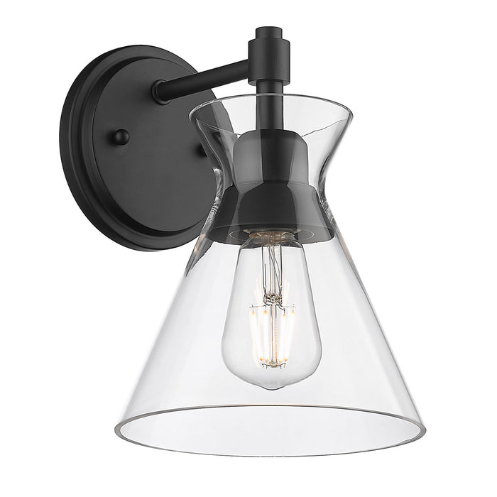 Golden 0511-1W BLK-CLR One Light Wall Sconce, Matte Black
