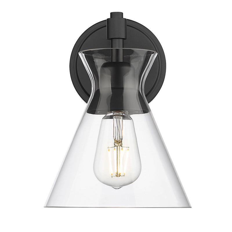 Golden 0511-1W BLK-CLR One Light Wall Sconce, Matte Black