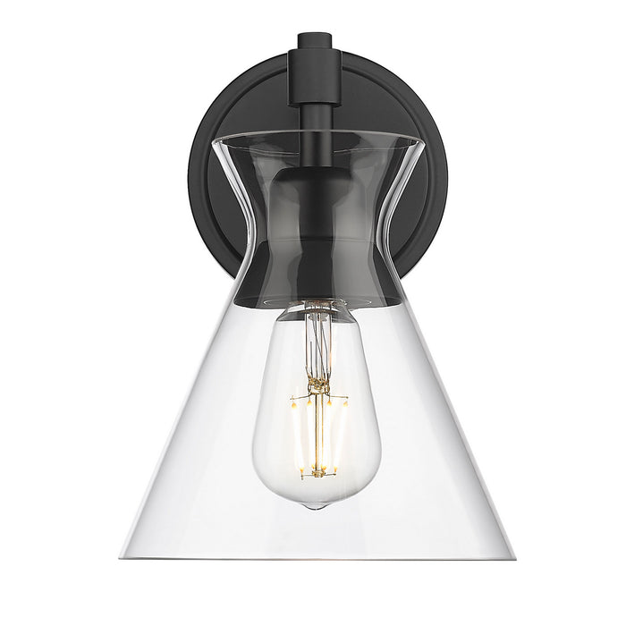 Golden 0511-1W BLK-CLR One Light Wall Sconce, Matte Black