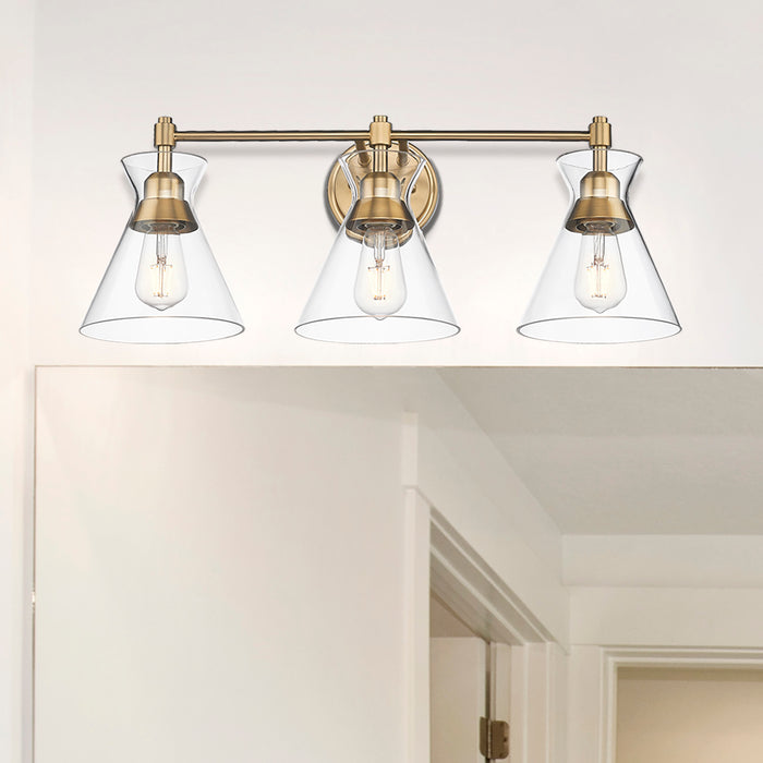 Golden 0511-BA3 BCB-CLR Three Light Bath Vanity, Brushed Champagne Bronze