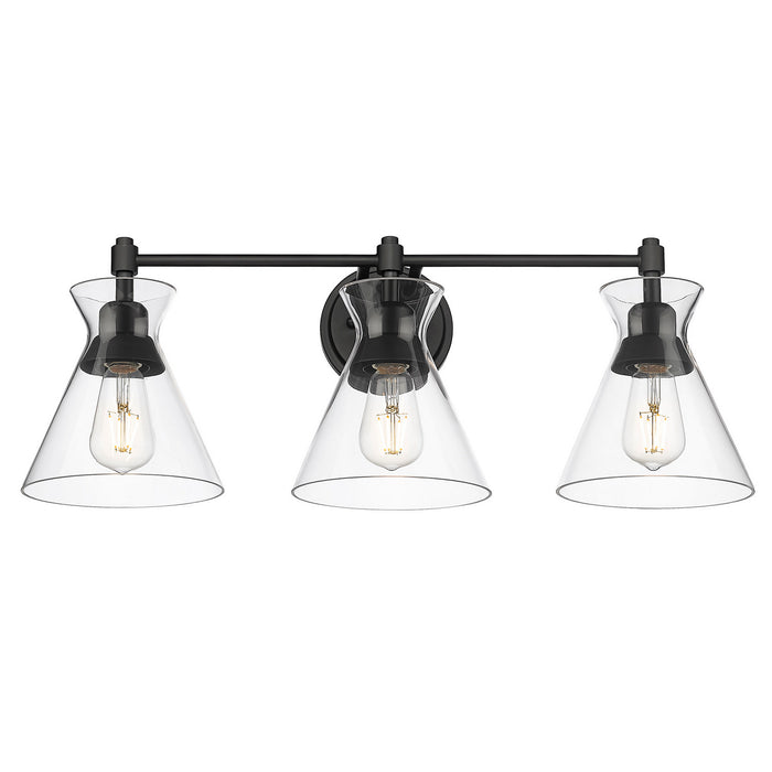 Golden 0511-BA3 BLK-CLR Three Light Bath Vanity, Matte Black