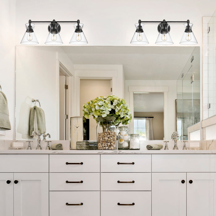 Golden 0511-BA3 BLK-CLR Three Light Bath Vanity, Matte Black