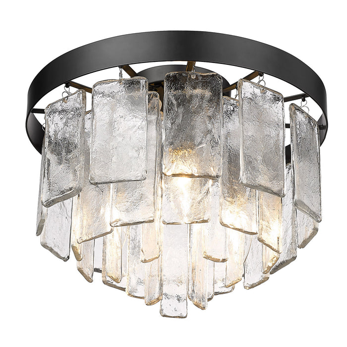 Golden 1768-FM BLK-HWG Three Light Flush Mount, Matte Black