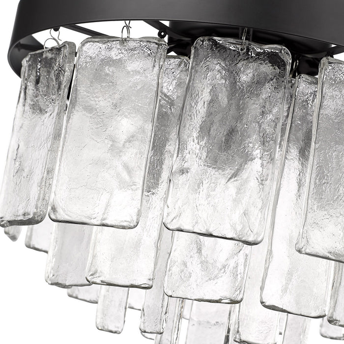 Golden 1768-FM BLK-HWG Three Light Flush Mount, Matte Black