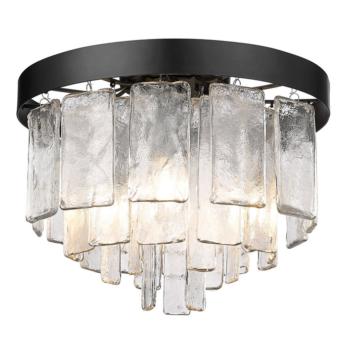 Golden 1768-FM BLK-HWG Three Light Flush Mount, Matte Black