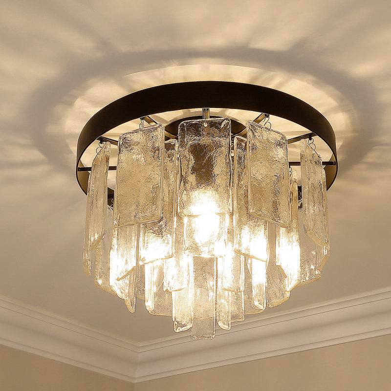 Golden 1768-FM BLK-HWG Three Light Flush Mount, Matte Black