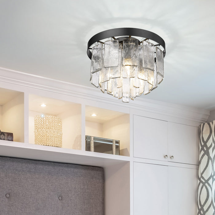 Golden 1768-FM BLK-HWG Three Light Flush Mount, Matte Black