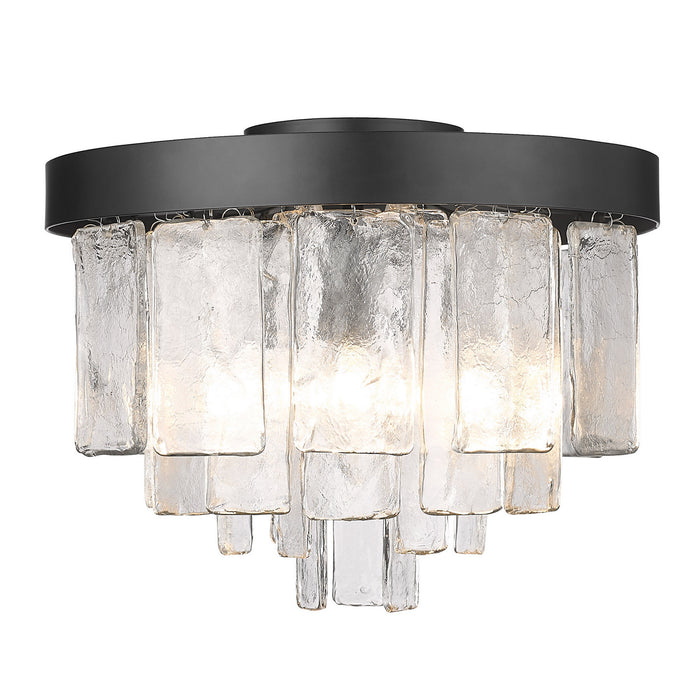 Golden 1768-FM BLK-HWG Three Light Flush Mount, Matte Black