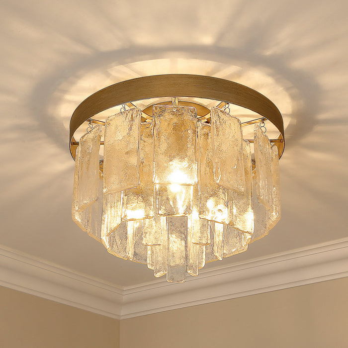 Golden 1768-FM WG-HWG Three Light Flush Mount, White Gold