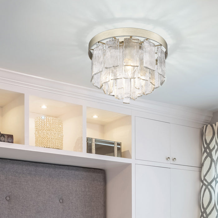 Golden 1768-FM WG-HWG Three Light Flush Mount, White Gold