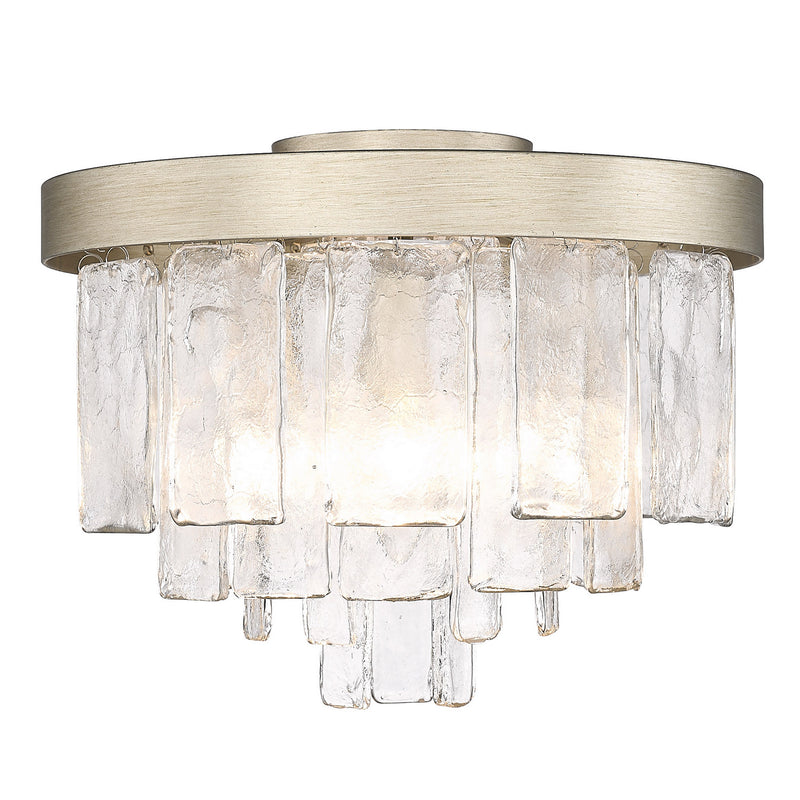 Golden 1768-FM WG-HWG Three Light Flush Mount, White Gold