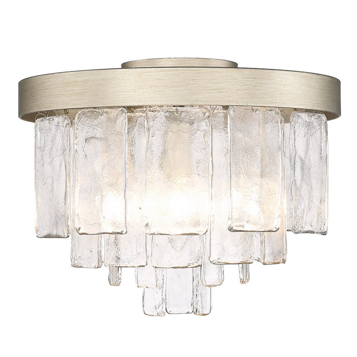Golden 1768-FM WG-HWG Three Light Flush Mount, White Gold