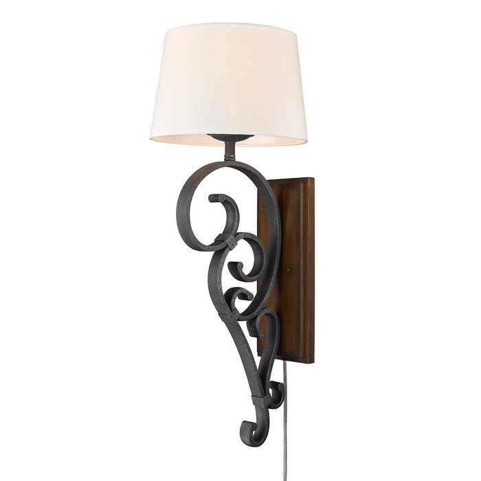 Golden 1821-WT1 BI-RO One Light Wall Sconce, Black Iron