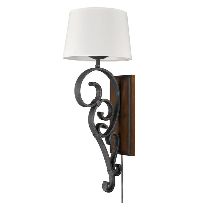 Golden 1821-WT1 BI-RO One Light Wall Sconce, Black Iron