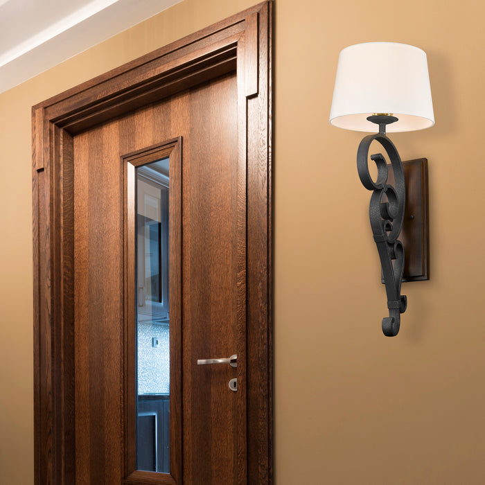 Golden 1821-WT1 BI-RO One Light Wall Sconce, Black Iron