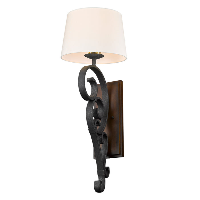 Golden 1821-WT1 BI-RO One Light Wall Sconce, Black Iron