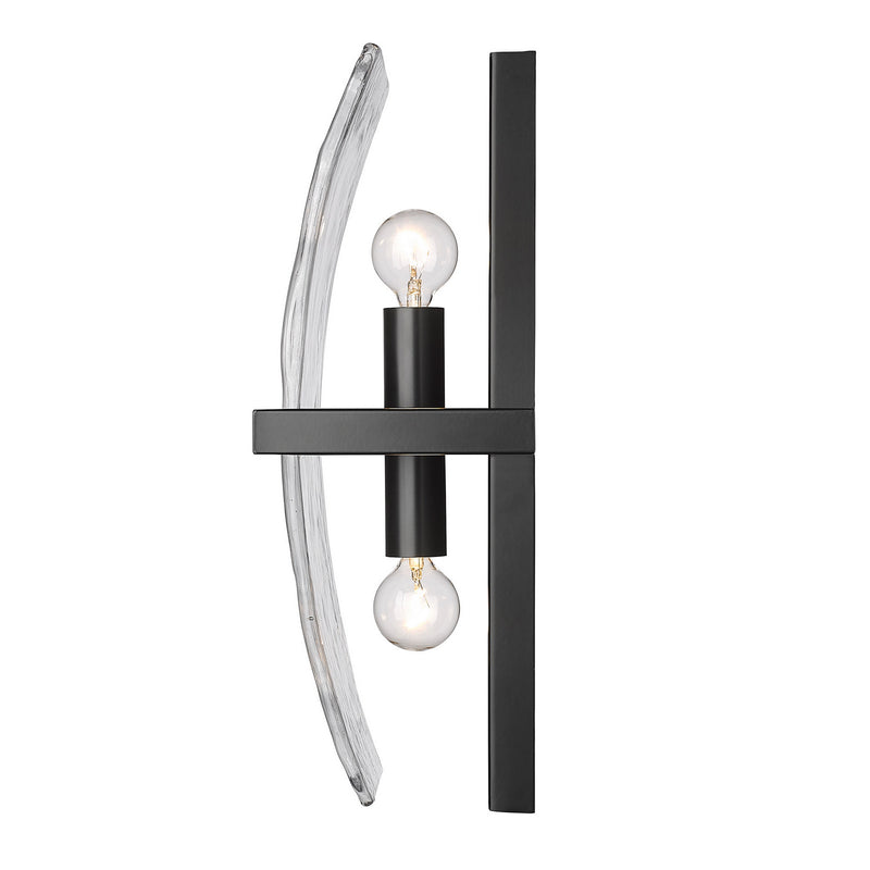Golden 3164-WSC BLK-HWG Two Light Wall Sconce, Matte Black