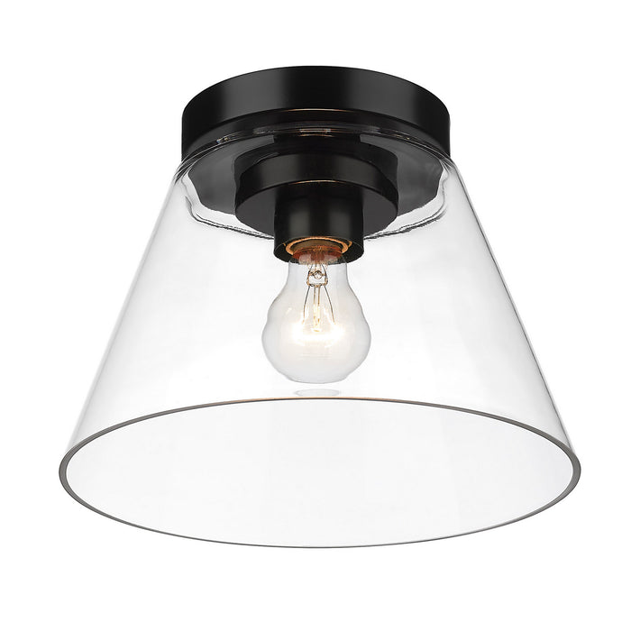 Golden 3189-FM11 BLK-CLR One Light Flush Mount, Matte Black