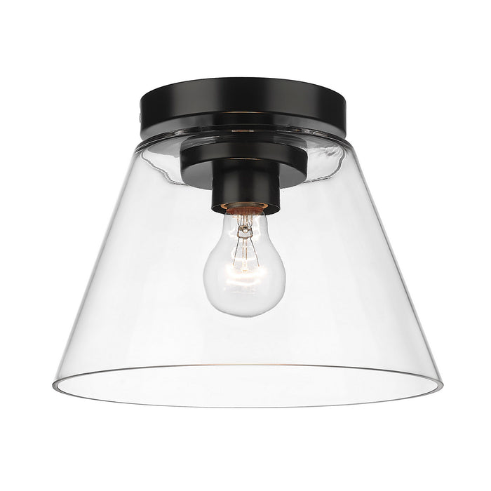 Golden 3189-FM11 BLK-CLR One Light Flush Mount, Matte Black