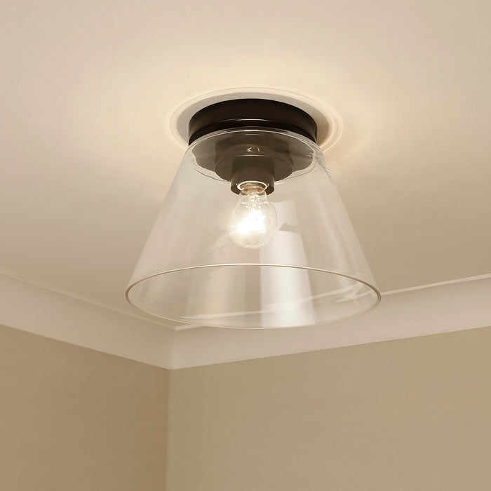 Golden 3189-FM11 BLK-CLR One Light Flush Mount, Matte Black