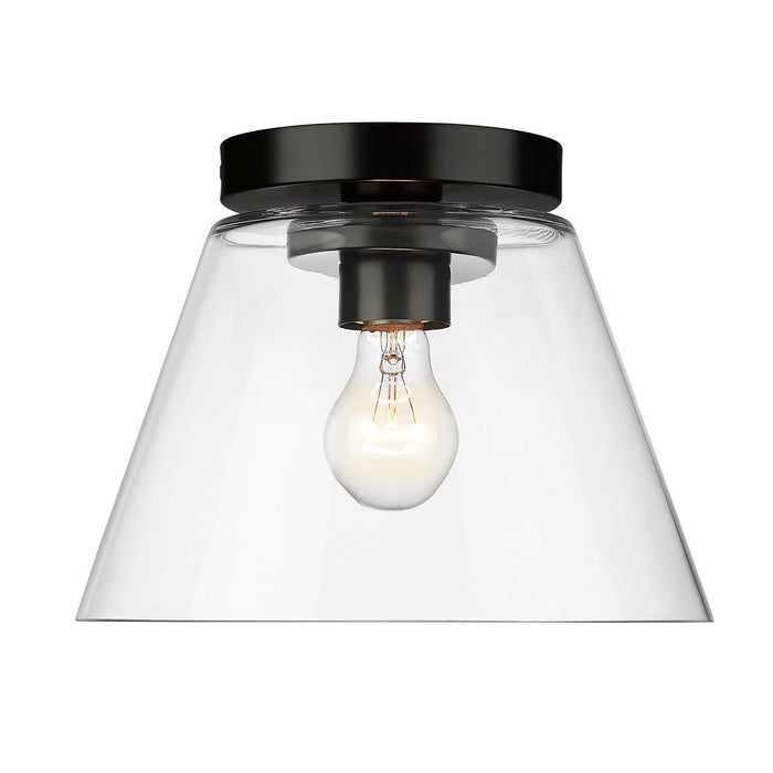 Golden 3189-FM11 BLK-CLR One Light Flush Mount, Matte Black