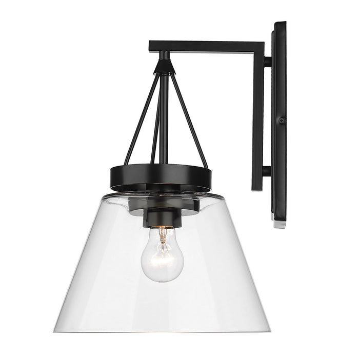 Golden 3189-WSC BLK-CLR One Light Wall Sconce, Matte Black