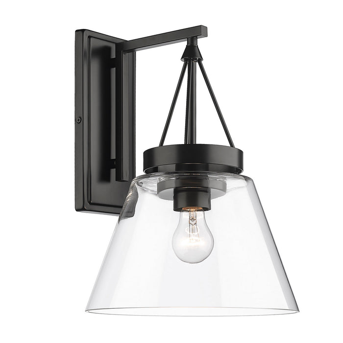 Golden 3189-WSC BLK-CLR One Light Wall Sconce, Matte Black